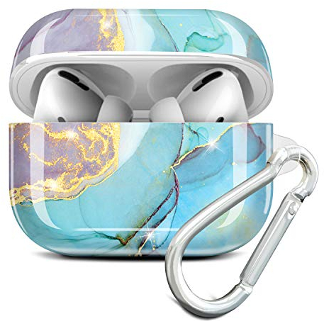 JIAXIUFEN Kompatibel mit AirPods Pro Hülle Stoßfeste Silikon Kopfhörer Taschen Case Schutzhülle Zubehör mit Karabiner Kompatibel mit AirPod Pro, Minze Violett