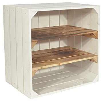CHICCIE Weinregal Wino aus Holz - Weiß Geflammt 2X Regal Holzkiste