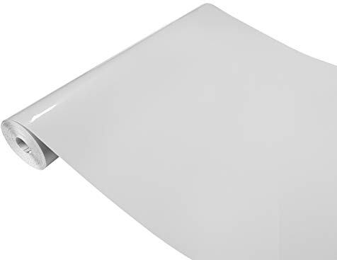 DecoMeister Klebefolie Dekorative Möbelfolie Selbstklebende Folie für Möbel Deko-Folie Einfarbige Selbstklebefolie Einheitliche Farbe Rolle 67,5x990 cm Hellgrau Glanz