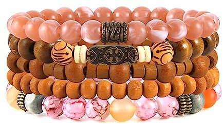 HZMAN Wickelarmbänder Männer Frauen Hanfschnüre Holzperlen Ethnic Tribal Armbänder, Lederarmbänder (Lava Stone)