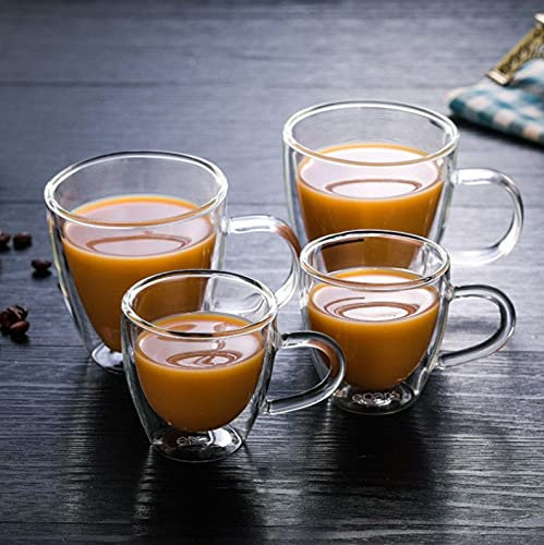 Mylee London Tasse à café en verre à double paroi avec poignée 450 ml