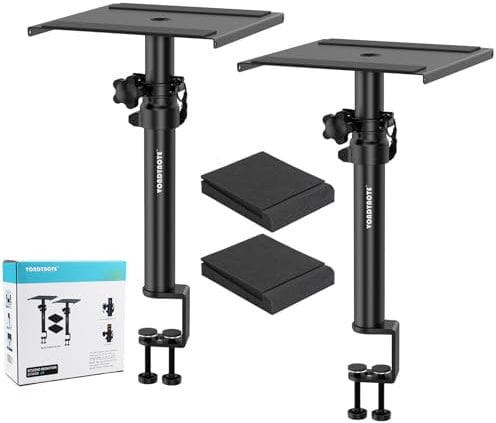 Vondynote Set of 2 Studio Monitor Stands Desk Clamp Desktop Speaker Stands with Isolation Pads