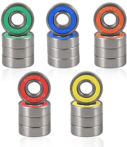 SPEEDWOX Skateboard-Kugellager, 608 RS, doppelte Gummidichtung, Miniaturlager, Karbonstahl, Rillenlager für Skateboard, Longboard, Rollschuh, Fidget Spinner, bunt, 20 Stück