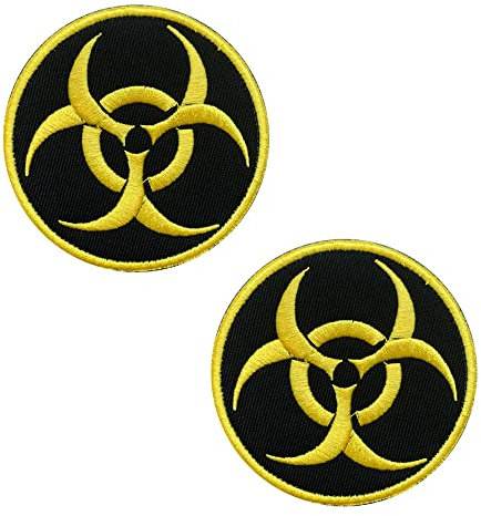 2 Stück Taktisch Biogefährdung Emblem Aufnäher mit Verschluss Militär Patches Bänder für Taktische Airsoft Cosplay Paintball Kleidung Rucksack Uniform Weste Hundegeschirr