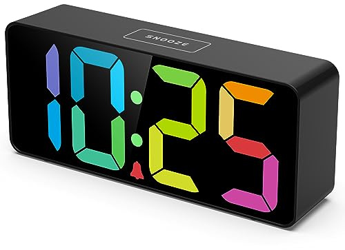 Welgo - 7,5 Zoll große Zahl Wecker für Senioren und Kinder, 0-100% Helligkeit und Lautstärke einstellbar, USB-Ladeanschluss, einfache Bedienung, Wiederholung, Stromversorgung