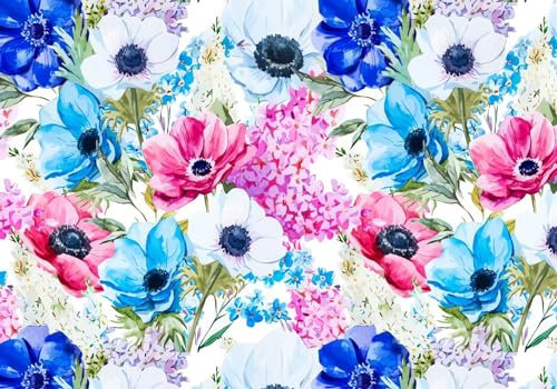 Wesmilewallpaper Carta Da Parati Fotografica Damascata Arte Dell'Acquerello Di Fiori Colorati Botanici 430x300cm Seta Murales Da Parete Poster Camera Da Letto