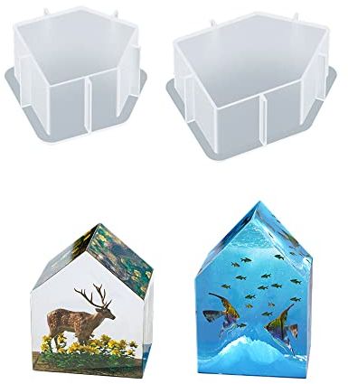 Cayway Silikonformen Epoxidharz Groß, 2 Größe Haus Schmuck Silikonform Epoxy Resin Moulds Silicone Harz Gießen Formen für Blumenkonservierung, Haus Dekoration