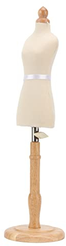 CHICIRIS Weibliche Schneiderpuppe, Höhenverstellbarer Mannequin-Körper, Holz-Kleidermodell mit Rundem Ständer für Kleidung, Kleid, Schmuck, Beige