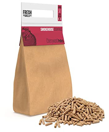 Premium Cherry wood BBQ Wood Pellets 6kg – 100% Natural Fuel for Pizza Ovens, Kamado Grills, BBQ Smokers – Strong Smoky Flavour – Low Moisture, High Heat – Eco-Friendly, Plastic-Free Packaging