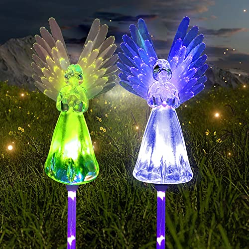 Solarlampen für Außen Garten, XRR 2 Stück Solarleuchten Garten Deko Engel IP65 Wasserdicht Solar Gartenlichter für Friedhof, Grab, Hof, Wege, muttertagsgeschenke für Mama