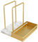 Servilletero para mesa, servilletero de mármol de metal con salero y pimentero, almacenamiento de servilletas de papel de pie para decoración de mesa de comedor, cocina, base de mármol y metal, dorado