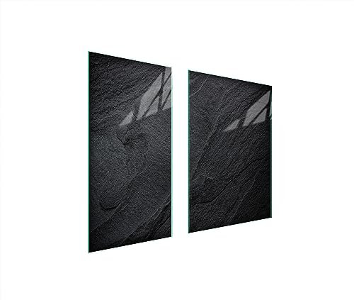 TMK ArtDeko Copri piano cottura induzione 75 x 52 cm copertura per piano cottura in vetroceramica 2 pezzi universale per piastre di cottura paraspruzzi tagliere in vetro temprato, asse