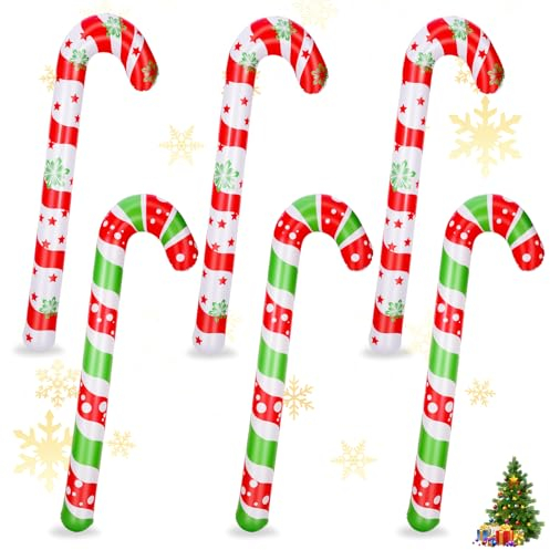 DPKOW Zuckerstangen Deko Zuckerstangen Folienballon Weihnachtsluftballon für Weihnachtsdeko, Weinachtsdekorationen Weihnachten Außen Weihnachtsfeier,6 Stück