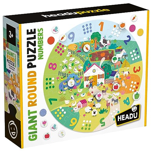 HEADU Giant Round Jigsaw Puzzle Numbers | Educational Toys, Ages 3+ Years, Learn Numbers, Learn Counting, My First Puzzle