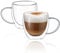 CNGLASS Double Wall Glass Coffee Mugs with Handle,8.5oz(250ml) Clear Insulated Glass Espresso Cups for Hot and Cold Beverages,Latte,Cappuccino,Set of 2