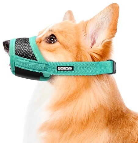 Hund Maulkorb für mittelgroße Hunde, Hundemaulkörbe gegen Beißen Bellen Fressen, Weicher Nylon Maulkorb für Hunde, Verstellbares Atmungsaktives Mesh Mittlere Hunde Maulkorb Ermöglicht Hecheln Trinken