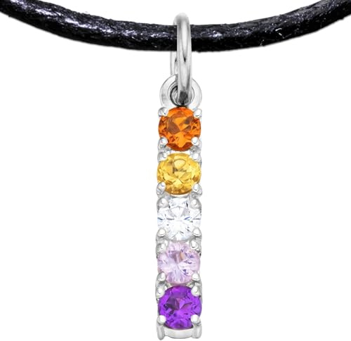Handgefertigter LGBTQ Fahnen Anhänger, Echte Edelsteine 925 Sterling Silber | LGBT, Transgender, Lesbian, Gay, Bisexual, Non-Binary, Agender, Asexual, Polyamory, Pansexual, Genderqueer, Aromantic Flagge