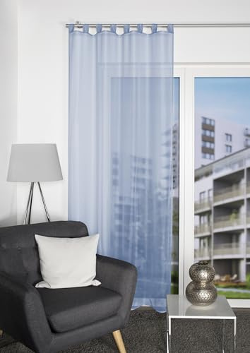 HOMEbasics Schlaufenschal 49041 Nessi Transparentvoile, 245x135 cm, Farbe:blau, Größe:245 x 135 cm, Anzahl:1x