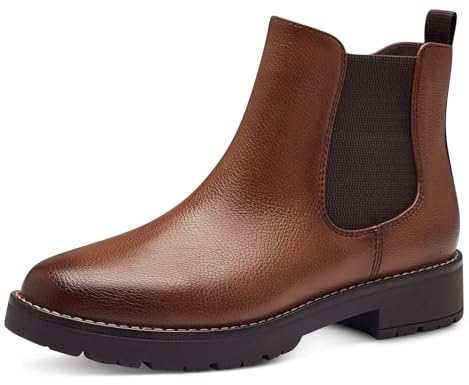 Jana Damen Stiefeletten ohne Absatz mit Reißverschluss Vegan, Braun (Cognac), 41 EU
