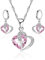NyxSeat Parure de bijoux 3 pièces, 1 paire de boucles d'oreilles et 1 collier, collier pour femme, collier tendance en forme de cœur, bijoux en cristal rose en forme de cœur, convient pour le
