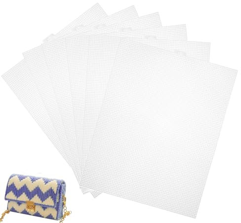 Hojas de Lona de Plástico, 6 Piezas Rejilla de Plástico para Punto de Cruz, Hojas de Lona de Tela de Plástico, para Bordado, Manualidades, Tejer y Ganchillo, 33.5 * 26CM, Transparente