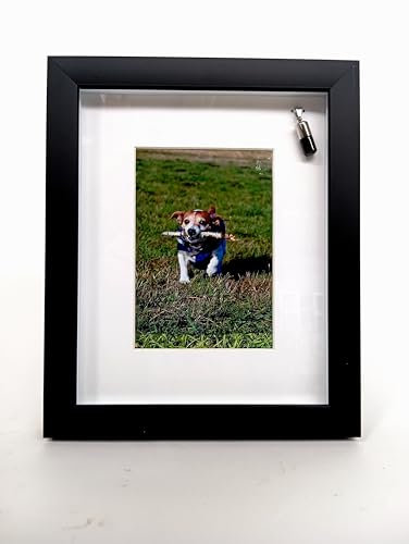 Brillibrum Design Bilderrahmen Haustier Rahmen 10x15cm Glas Foto-Rahmen schwarz Trauerrahmen Hund Katze mit Aschekapsel Matt Urne gelieber Hund (Variante 5, Ohne Gravur)