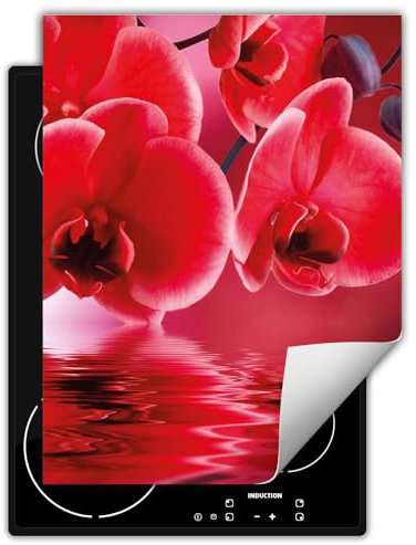 DarHaus Coperchio Piano Cottura 40x52 cm Cucina Copri Fornelli Tappetino Induzione Antiscivolo Piastra Protezione - rosso - orchidea