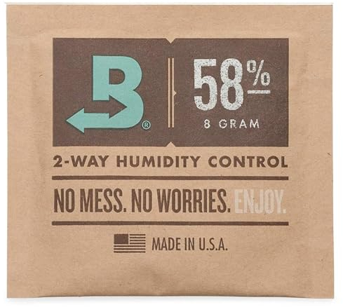 GROWMANIA Boveda 58 % - 10 Stück à 8 g, bidirektionale Feuchtigkeitskontrolle, Konservierung von Zigarren, Knospen und Lebensmitteln, Luftbefeuchter, Haltbarkeit bis zu 3 Monate