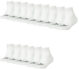 PUMA KIDS Quarter Socken Sneaker Gr. 27-38 für Mädchen und Jungen 15 Paar, Farbe:300 - white, Socken & Strümpfe:27-30