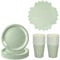 52 Pcs Sage Party Tableware Set - Green Paper Plates, Cups & Napkins for Her, Girls, Women - Birthday, Wedding, Baby Shower