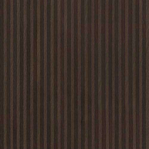 VaryPaper Dark Brown Peel and Stick Wood Slat Wallpaper - 40cmx200cm Sticky Back Plastic Wood Vinyl Wrap for Kitchen Cupboards and Living Room Bedroom Furniture