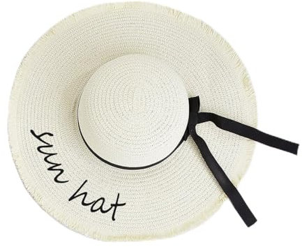 RoPox Chapeau de Soleil Personnalisable - Chapeau de Paille Chapeau de Soleil Chapeau de Plage Chapeau d'été Pliable Grand Bord Large Noeud femmePeut être utilisé pour Offrir en Cadeau