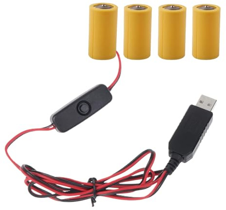 LUCKGONI 97cm USB to 6V LR14 C Dummy Battery Eliminate Cable for 4 LR14 C Battery for Toy, Controllers, Gas Water Heater, Torches