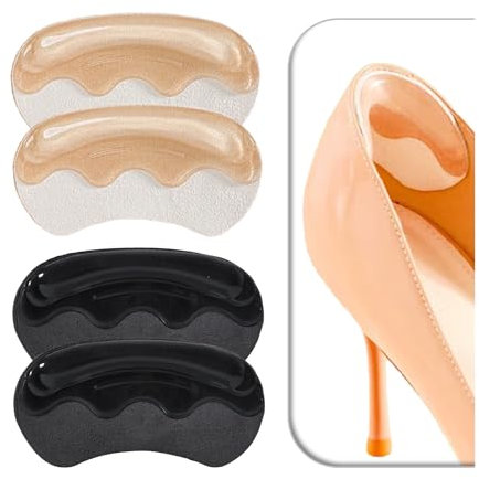 VivoFoot 4 Paar Anti-Rutsch-Ferseneinlagen für Schuhe zu groß, Gel-Ferseneinlagen & Füllstoffe für lose Schuhe, selbstklebende Rückseite der Fersenkisseneinsätze, Fersenblasenschutz für Damen und