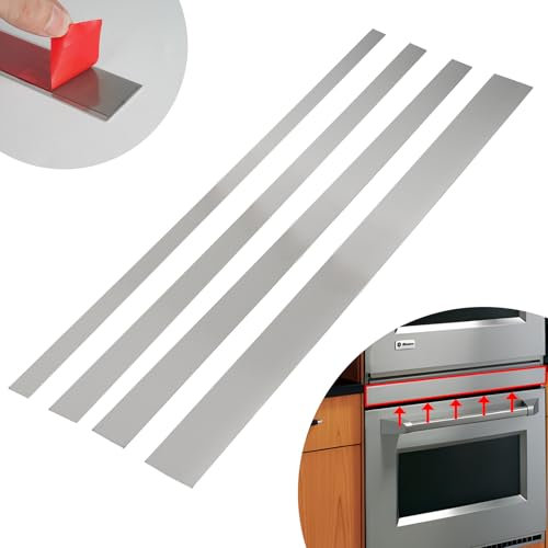Mineye 304 Brushed Stainless Steel Sheet Gap Filler, Self-Adhesive Metal Gap Filler Trim Strip for Wall Oven/Microwave Combo/Range/Cooktop, 30 Long, 3'' Wide, 20Ga Thickness 