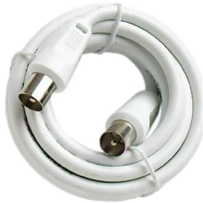 Cable Coaxial Plug To Plug TV Lead Shielded White Fly Extension Male To Male Coax Wire Connectors Antenna AV Coupler Compatible With TV Freeview Freesat Sky Virgin (4M)
