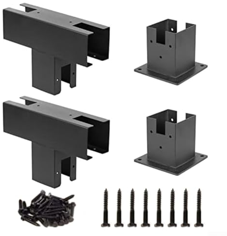 Kit de pergola en acier pour pergola à faire soi-même pour bois de 10,2 x 10,2 cm, terrasses, abris de jardin, meubles de jardin (2 ensembles)