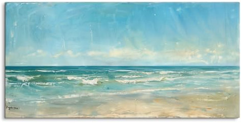 Paul Sinus Leinwandbild gerahmt 120x60cm Abstrakt Meer Horizont Strand blauer Himmel