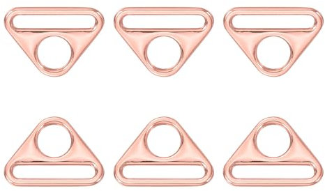 QUARKZMAN 6 Stück d Ringe 0,79 20mm Dreieck Schnalle Versteller, Triangel D-Ring Verbindungsclip Dreieckschnalle Ersatz für DIY Riemen Geldbörse Rucksack Taschenzubehör, Roségold