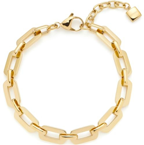 JEWELS BY LEONARDO Armband Orfea, Arm-Schmuck aus goldfarbenem Edelstahl, opulente flächige Kettenglieder, 18-21 cm Länge, Schmuck Damen, 024280