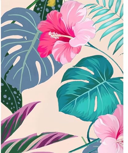 lxmydm Peinture par numéros Fleurs DIY Peinture à l'huile sur toile pour adultes avec 3 pinceaux et peintures acryliques pour cadeaux décoration de la maison40x50cm Plantes (sans cadre)