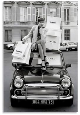 LonGPAN Retro Black And White Fashion Posters - Decorative Canvas Wall Art 12x18inch (30x45cm) - Modern Family Bedroom Decor