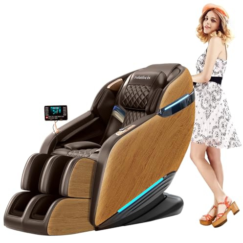 Massage Chair Full Body, Electric Massagers Armchair Zero Gravity Massage Recliner with Wider Size, Health Inspection, AI Voice Function, Back and Leg Heating, and Calf Extension(Brown)