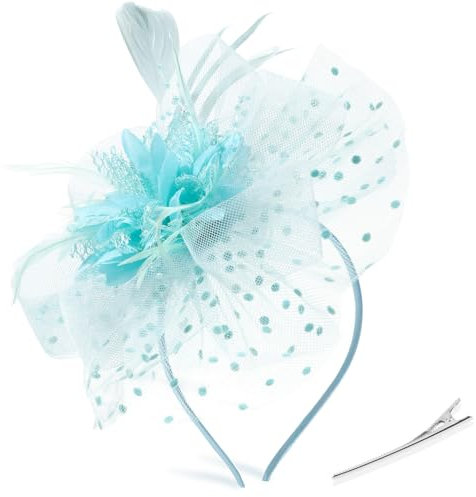 DRESHOW Fascinators Hut Feder Stirnband Damen Fascinators Tee Party Kopfbedeckung mit Clip Blume Stirnband für Mädchen & Damen