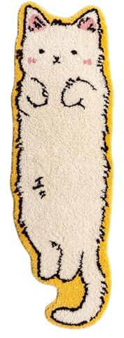 Teppich in Katzenform, dekorativer Teppich für den Katzenboden, rutschfeste Fußmatte für Katzen, Dekoration für Badezimmer, Duschmatte, saugfähige Badematte für Katzen, A