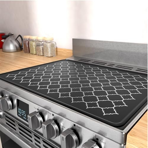 Nyoria Stove Top Cover Silicone - 30“ x 21” Electric Stovetop Counter Protector Mat - Glass Oven Induction Guard Mat - Cooktop Extra Countertop for Kitchen RV - Heat Resistant Dish Drying Mat