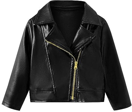 Generico Puffer Jacket Lungo Tutine Neonato Invernali Ragazzi/Ragazze Cappotto Autunno/Inverno Tinta unita Manica lunga Risvolto Cappotto in pelle con cerniera Piumino Neonato (Black, 4-5 Years)