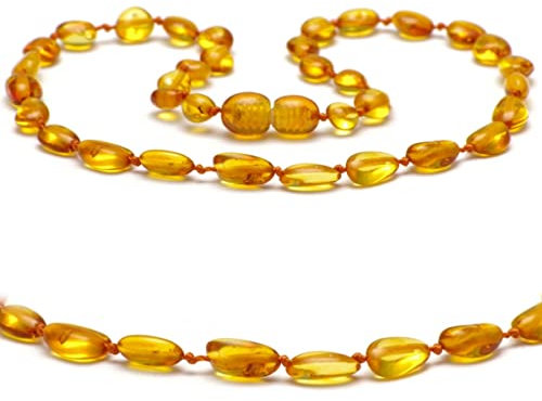 Bernsteinkette - Handgefertigte Bernstein Kette für Damen, Herren, Kleine & Erwachsene - Naturschmuck, Edelsteinketten Geschenkidee, Ostsee Schmuck, Glücksbringer (HONIG, 40 CM)