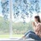 wondever Fenstersticker Hängender Rebe Blau Fenster Aufkleber Blumen Pflanzen Blätter Fensterbilder Fensteraufkleber Anti-Kollision Doppelseitig Glasaufkleber Glas Deko