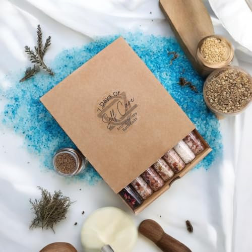 Ancient Wisdom Selfcare Verwöhnpackung Badesalze in 7 Fläschchen gefüllt- 7x40 g verschiedene Düfte in Fläschchen - Geschenkpackung - Badezimmer - Badesalz - Entspannung - Körperpflege